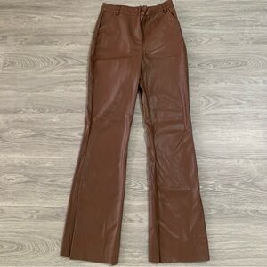 Meshki Tyra Straight Leg Faux Leather Pants - Chocolate